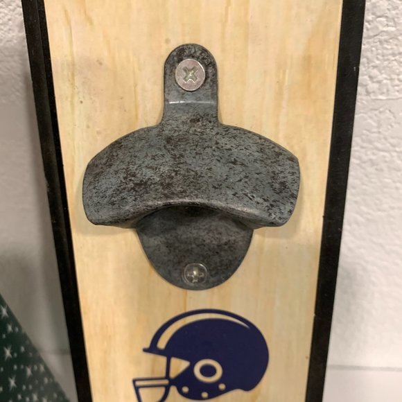 Wembley Wall Mounted Bottle Opener Football Theme Wood and Metal 12"x4"x3" - Picture 2 of 10